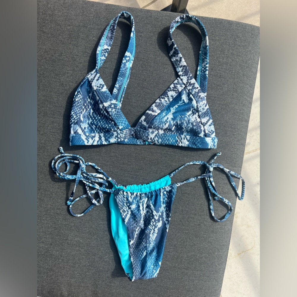 RARE ONEONE BLUE SNAKESKIN SWIM SUIT.